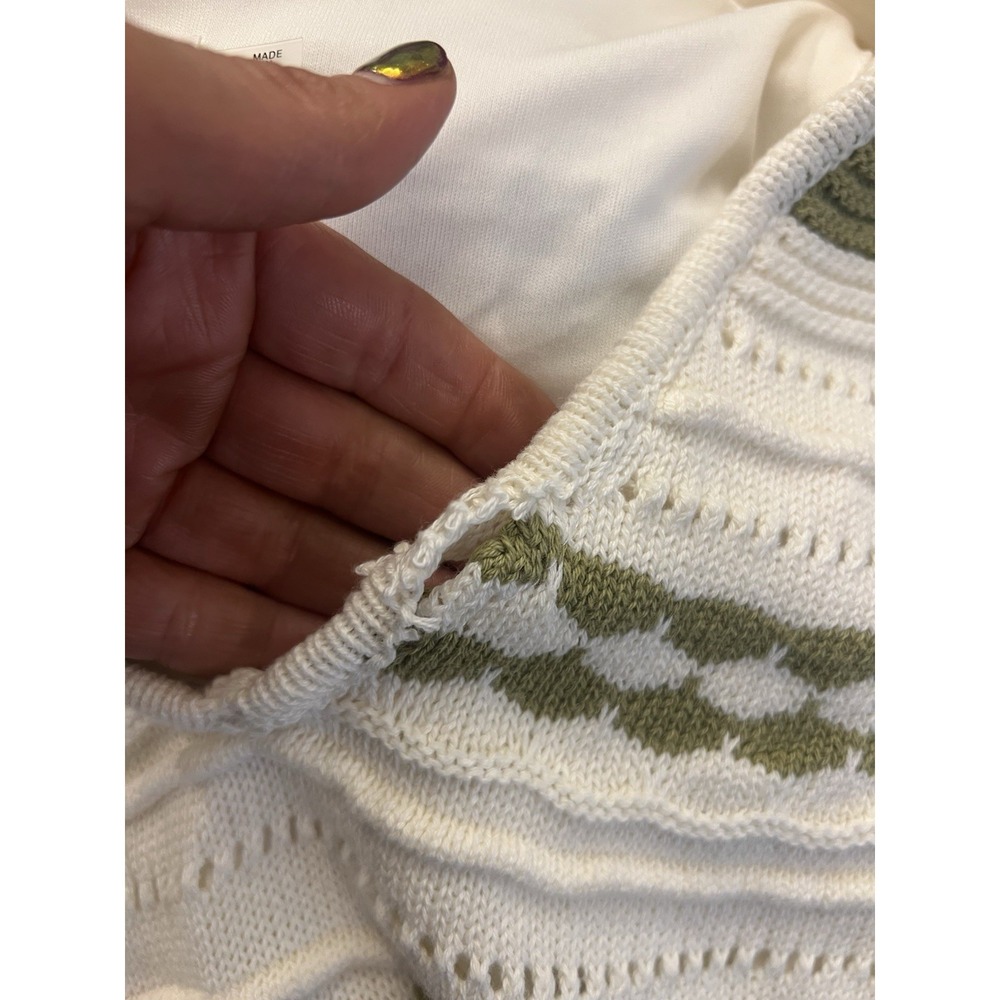 idem ditto Cream Olive Green Crochet Maxi Dress Sz L Boho Western Cottage As Is - Picture 13 of 14